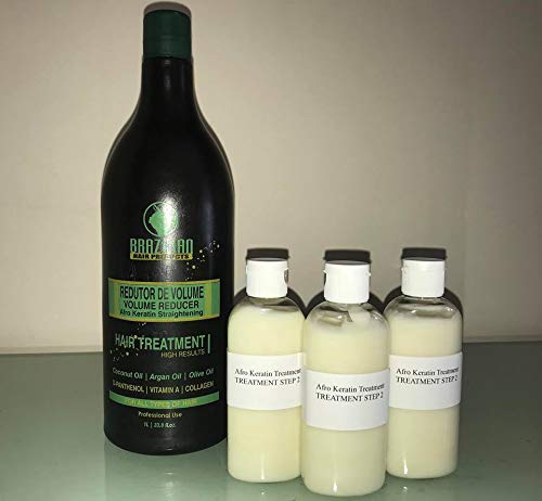 Afro Brazilian System Traitement de lissage des cheveux à la kératine multi-taille (3 X 100ML Juste la kératine)