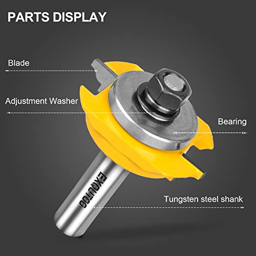 Exqutoo 2Pcs 1/2 Inch Shank Router Bit Set,Raised Panel Cabinet Door Making Router Bits, Cemented Carbide Router Bits For Woodworking,Cnc Wood Router Bit Bearings,Woodworking Tools Router Door & Window Bits #TOP4
