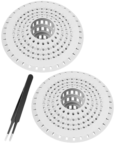 FUGLUS 2Pcs Attrape Cheveux Douche en Silicone - Filtre Evier Cuisine et Filtre Douche Anti-Bouchage - Salle de Bain Accessoire Universel pour Baignoire/Douche/Cuisine - Blanc
