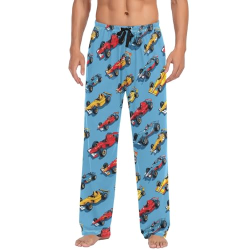 Hippie Vintage Racing Cars Pajama Pants Race Car Flag Lounge Sleepwear PJs Men's Pajama Bottoms Lightweight Sleep Pants M