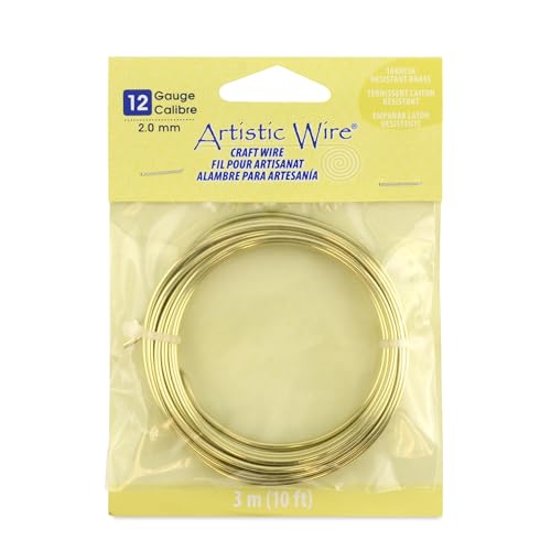Artistic Wire, 12 Gauge Tarnish Resistant Brass Craft Wire, 10 ft