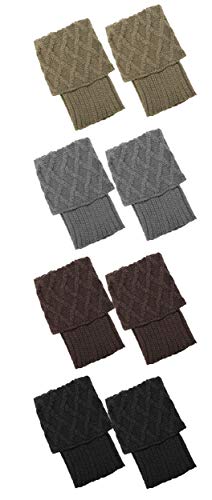 Adramata 4 Pairs Boots Socks for Women Ladies Winter Warm Crochet Knitted Boot Cuffs Leg Warmers Short Boot Socks Gift
