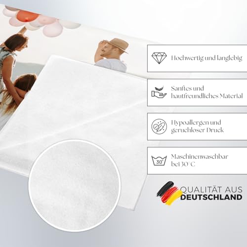 PICANOVA Decke mit Foto - Personalisierte Fotodecke 100x70cm – Gestalte mit deinem eigenen Bild & Text – Kuscheldecke Personalisiert – Fleecedecke mit Foto