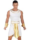 Yihuimin Disfraz egipcio para hombre Egipto Juego de rol Egipto Faraón Vestidos sin mangas Vestido Hombre Halloween Kanrevalskotüm, Blanco, L