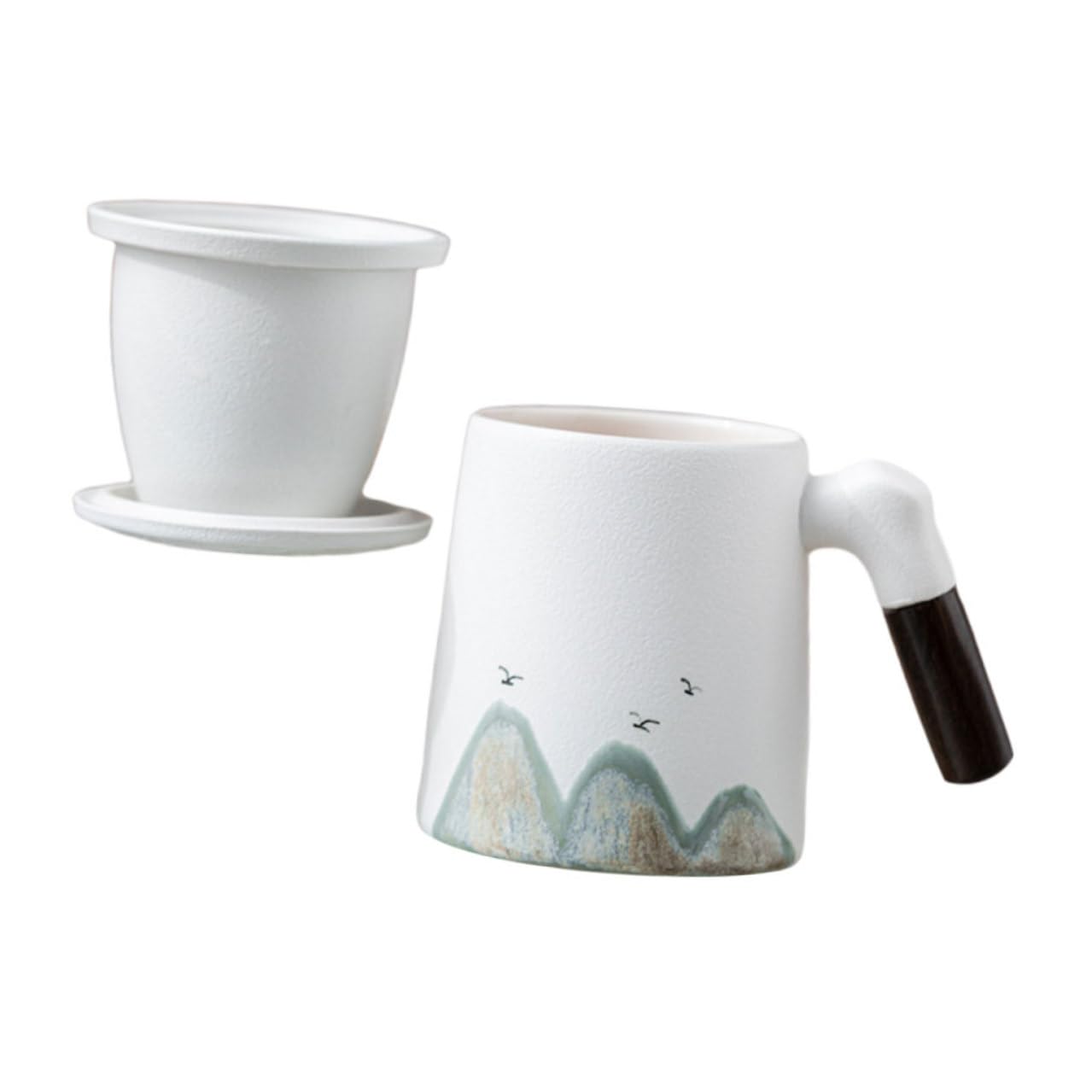 Taza de Cerámica de Color Claro con Infusor y Tapa para Infusionar Té, Taza para Desayuno con Filtro Adecuado para Entusiastas del Té en Escritorio
