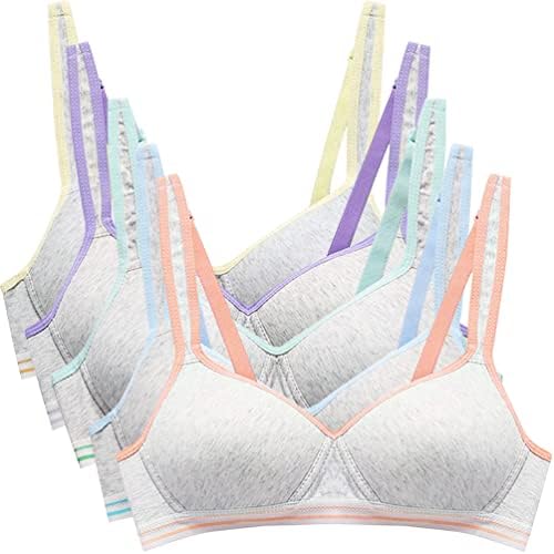 Phennie's Girls Training Bras Teens Sports Bras for Kids 8-10,10-12,12-14,14-16 Years Cotton Wireless Light Padded Bralette 5 Packs Size 36