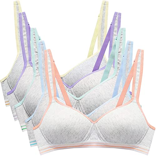 Phennie's Girls Training Bras Teens Sports Bras For Kids 8-10,10-12,12-14,14-16 Years Cotton Wireless Light Padded Bralette 5 Packs Size 36 #TOP7