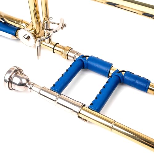 Trombone Hand Guard Slide Guard. Genuine leather protection. Trombone grip hand wrap. Moist, dirt, oil protection. Protective pad. Leather accessories & Protection (Blue)