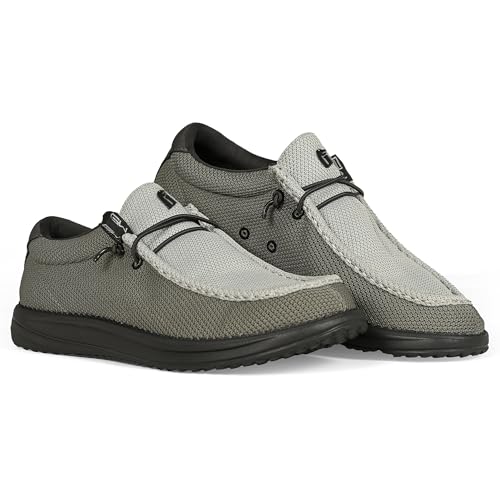 Gator Waders Mens Camp Shoes - Lightweight Slip-On Outdoor Loafers for Men with Elastic Laces, Breathable Mesh, Cushioned Insole Comfortable Durable Casual Footwear (11, Ash)