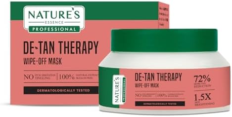 Nature's Essence Professional De-Tan Therapy Wipe-Off Face Mask| Face Pack for Tan Removal | Brightening De Tan Cream for Women | Bleach free formula | Dermatologically Tested | Paraben-Free | 500gm.