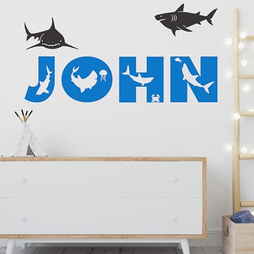Vinilo decorativo personalizado tiburón tema océano