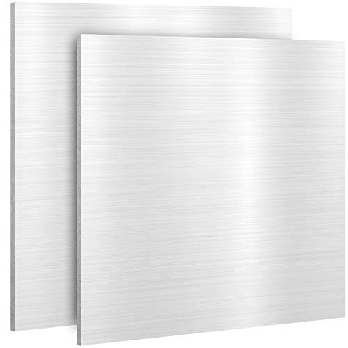 KEILEOHO 2 Pack 6061 12x12 Inch Aluminum Sheet, 1/8 Inch Thick Aluminum Plate with Protective Film, Multifunctional Flat Metal Sheet for Mechanical Workshop, Industrial, Electronics, Car, Crafts