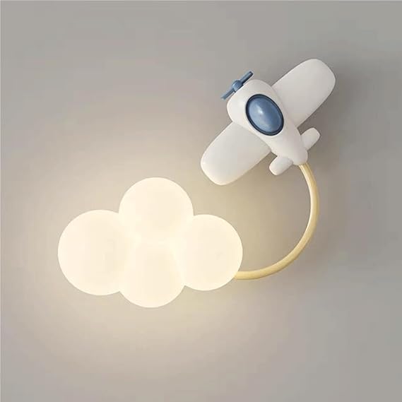 Modern Kids Room Wall Sconce Cartoon Cloud Wall Lamp Adjustable Bedside Light for Bedroom Baby Room Creative Night Lighting(Kite-A)