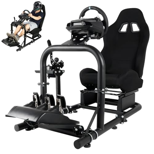 Dardoo Racing Simulator Cockpit mit Sitz Passend für Logitech G25 G27 G29 G920 G923, für Thrustmaster T300RS TX, for Fanatec, für PS4, für PC Lenkradständer ohne Räder und Pedale