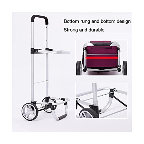 QUANLI Zusammenklappbarer Einkaufstrolley, Teleskop-Einkaufswagen mit 2 Rädern und großer wasserdichter Tasche, robuster… – Bild 6