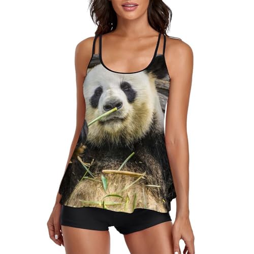 Ensemble bikini tankini panda couvrant anti-complexes avec shorty