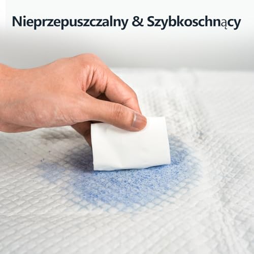SUNKISS TrustPlus 90 × 60 cm jednorazowe podkładki na nietrzymanie moczu, chłonne podkłady na łóżko dla dorosłych i seniorów, ochrona mebli, nocna ochrona przed wyciekiem, kontrola zapachu, 50 szt.