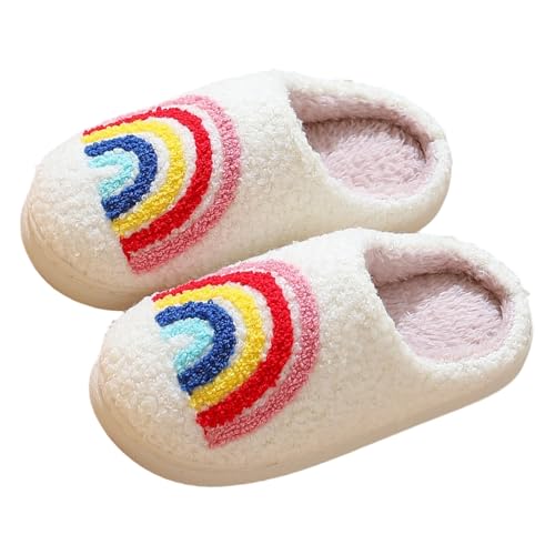 Generisch Zapatillas de estar por casa para niños, cálidas, con diseño de arco iris, cómodas, multicolor, 30 EU