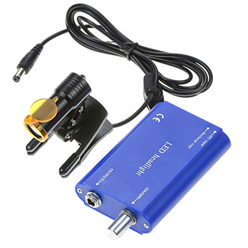 Doc.royal 5W Portable Led Dental Headlight Clip On Led Light Plastic Clip Headlamp With Filter For Binocular Loupes+ Latest Type Plastic Carry On Battery (Blue) #TOP4