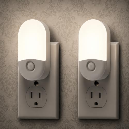 LOHAS Night Lights Plug into Wall [𝟮 𝙋𝙖𝙘𝙠], Auto Dusk to Dawn sensor, 0.6W Dimmable LED Nightlights, Daylight White 5000K, 30/60lm Small Night Light for Hallway, Kids, Adults, Bathroom, Stairs