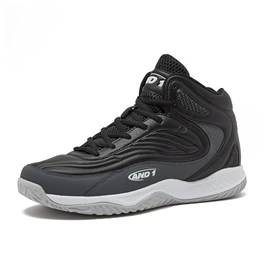 AND1 Pulse 3.0 Basketball Shoes for Men, Indoor or Outdoor, Street or Court Basketball Sneakers Men - Black, Red, or White - Black/White/Light Grey, 8.5 Medium