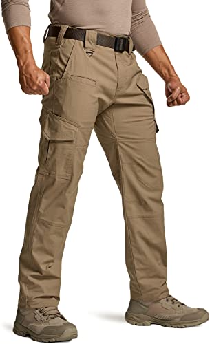 Image of CQR Men's Flex Ripstop Tactical Pants, Water Resistant Stretch Cargo Pants, Lightweight EDC Hiking Work Pants