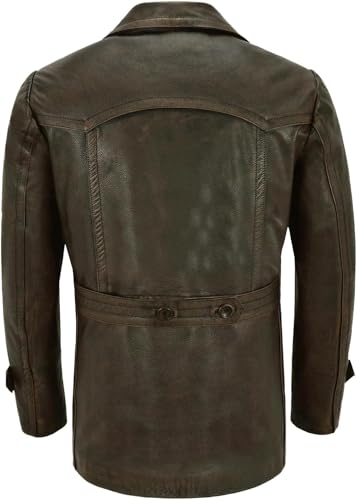 Men's Kriegsmarine German Ww2 Dr Who Reefer Hide Leather Jacket Coat Four Button Leather Car Coat - Pea Coat for Mens2