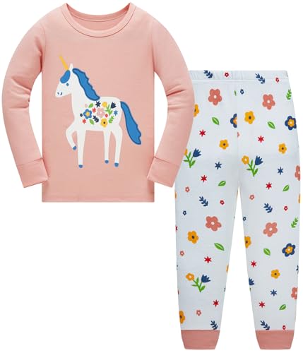 Pijamas Niña Unicornio Infantiles Algodón Manga Larga Conjunto Pijamas Dos Piezas 5-6 Años