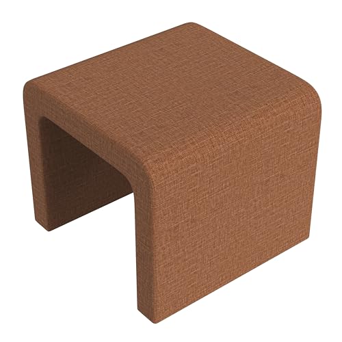 Image of HomePop 22 inch Modern Arch Chenille Ottoman - Orange Rust