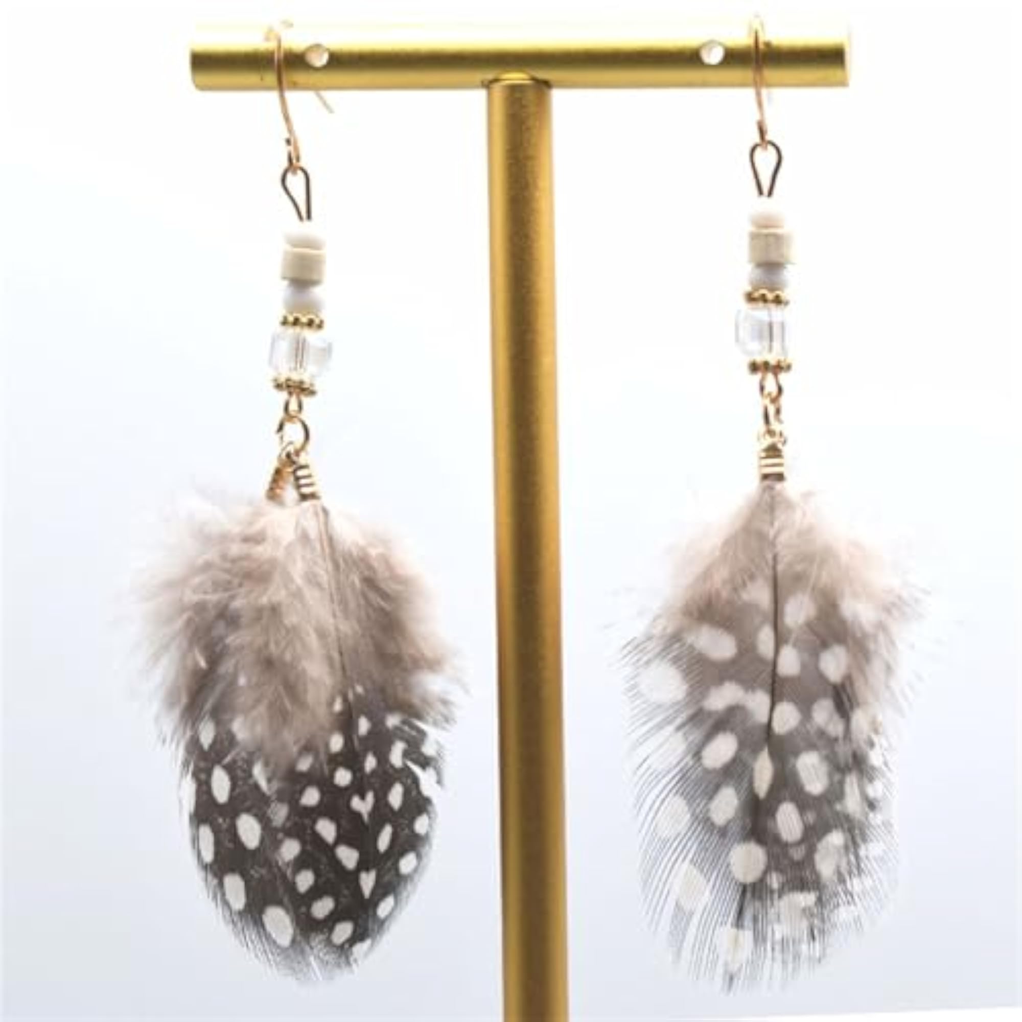 Women's Bohemian Vintage Feather Dangle Earrings, Handmade