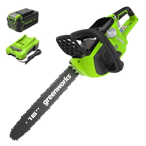 Greenworks 40V 16" BL Chainsaw, 4.0Ah Battery and Charger Included