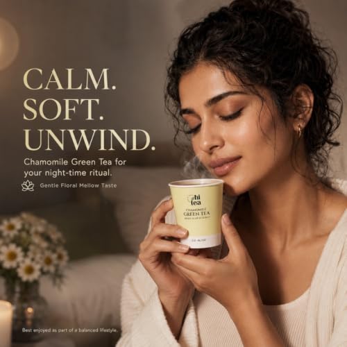 Image of HI TEA Chamomile Green Tea | Just Add Hot Water | Instant Green Tea Cups | 8 Cups /Box