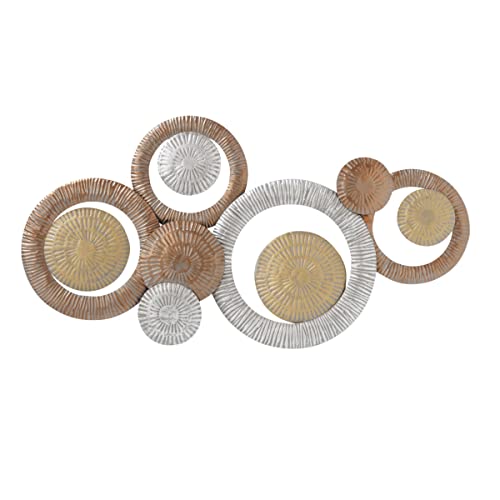 Modernist Home Wandkunst-Skulptur, schwebende Roundels, Gold- und Silberfarben, 91 x 50 cm Cover