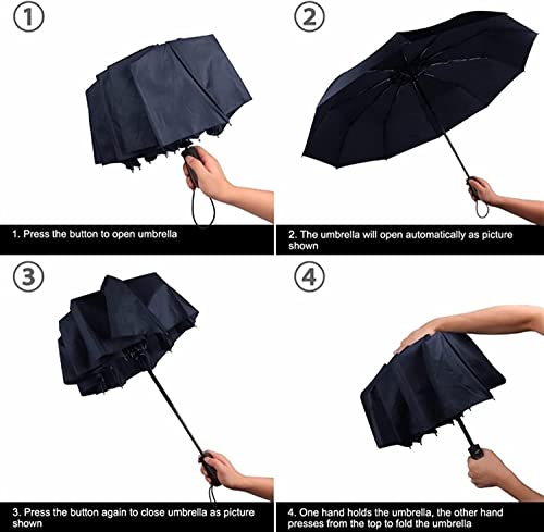 Paraguas Paraguas a Prueba de Viento Plegable y Automático con Protección UV para Viaje 5