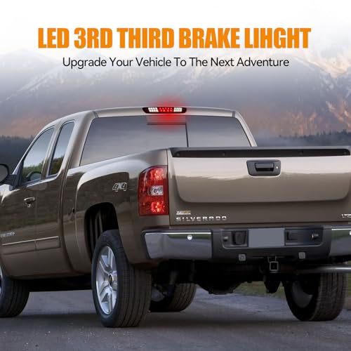 Image of Third 3rd Brake Light, LED High Mount Stop Light for 2007-2013 Chevy Silverado /GMC Sierra 1500 2500HD 3500HD, Rear Center Cab Roof Tail Cargo Lamp, Red Lens