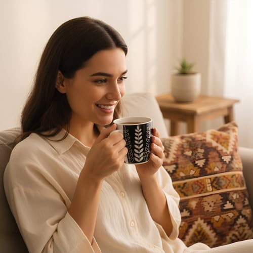Image of U.P.C. Ceramic Coffee Mug Set of 6, 220 ml | Tea & Coffee Mugs with Comfortable Handle | Microwave Safe | Premium Coffee Cups for Tea, Cappuccino | Home & Office Use (Black)