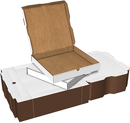White Cardboard Pizza Boxes, Takeout Containers - 14 x 14 Pizza Box Size, Corrugated, Kraft – 50 Pack