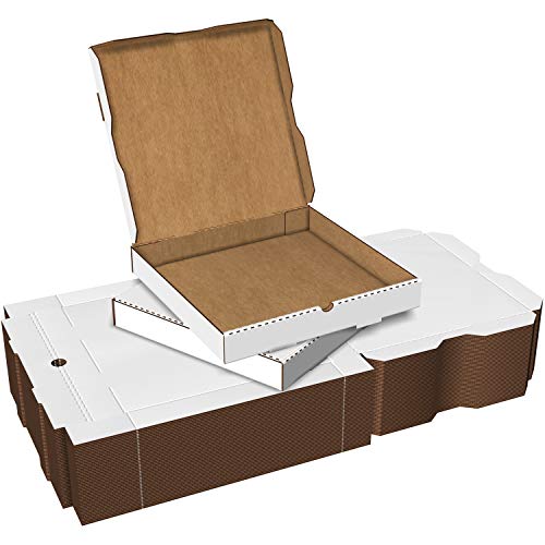 White Cardboard Pizza Boxes, Takeout Containers - 14 x 14 Pizza Box Size, Corrugated, Kraft â€“ 50 Pack