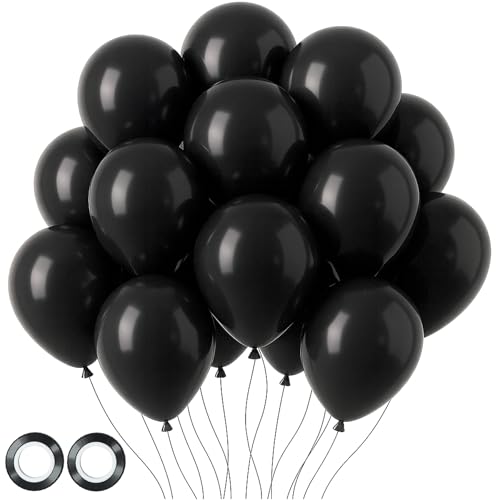 Voircoloria 105pcs Black Balloons 12inch Party Latex Balloons for Birthday Graduation Baby Shower Anniversary New Year Holiday Party Decorations