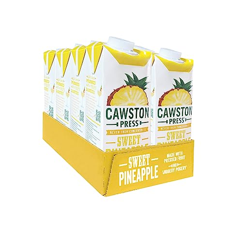 Cawston Press Pineapple Pressed Juice - 1 Litre Pack of Juice Cartons All Natural Vegan No Added Sugar (Pack of 8)