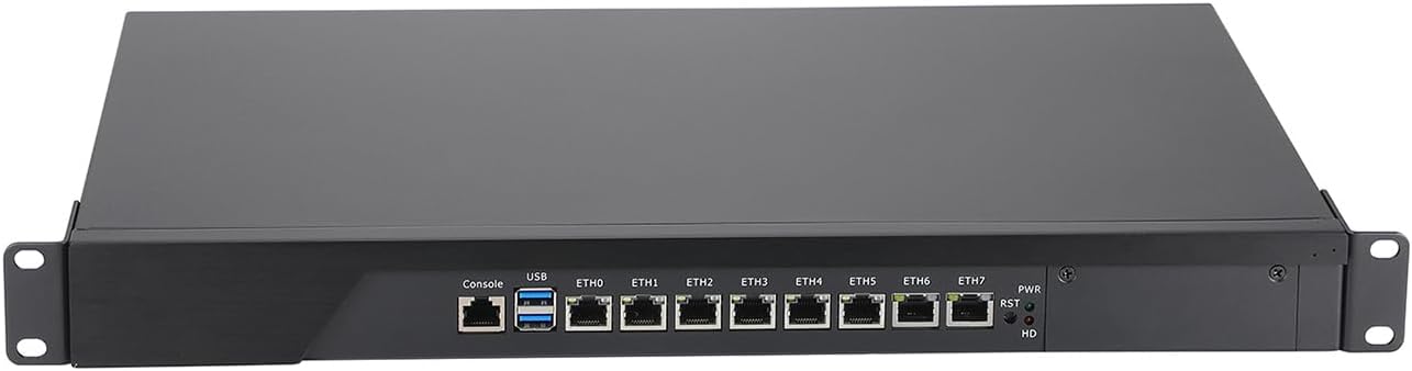 Firewall, VPN, 19 Inch 1U Rackmount Network Appliance, Mikrotik, Untangle, OPNsense, Core I3 4160, RS44, AES-NI, 8 x Lan, Console, VGA, 16G RAM, 512G SSD