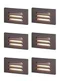 LEONLITE 5CCT 120V LED Step Lights, 3.5W Dimmable Horizontal Louvered Stair Lights Indoor Outdoor, Wet Location, CRI90, ETL, 2700K/3000K/3500K/4000K/5000K, Aluminum, Oil Rubbed Bronze, Pack of 6