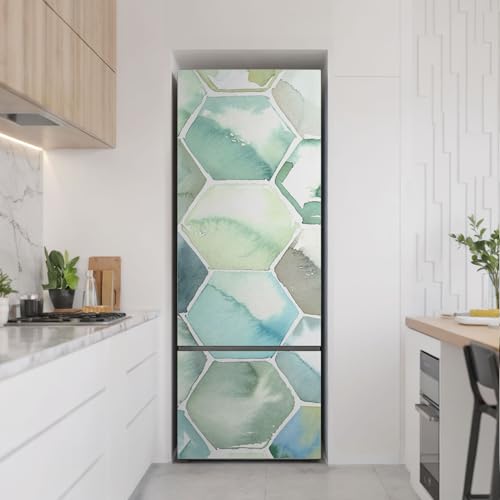 Vinilo para nevera de 70x190 cm con diseño de acuarela hexagonal para decoración de cocina 3