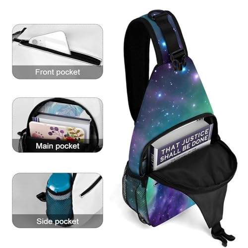 Mochila cruzada deportiva tipo sling Galaxy blanca unisex miniatura 4