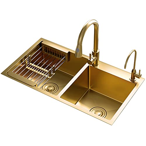 Évier acier inoxydable or brossé 82 cm sous plan de haute résistance - 2