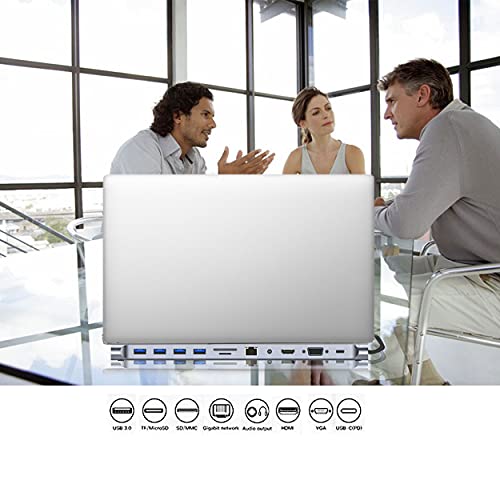 Image of 11 in 1 Docking Station USB HUB, Aluminum C Hub with Gigabit Ethernet, HDMI, VGA, Audio Mic Port, SD /TF Card Reader, Compatible with MacBook, XPS More USB C Devices