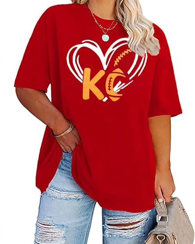 Women Plus Size Football Shirts Game Day T Shirt Casual Football Mom Tees Short Sleeve Novelty Tops(2-5X)