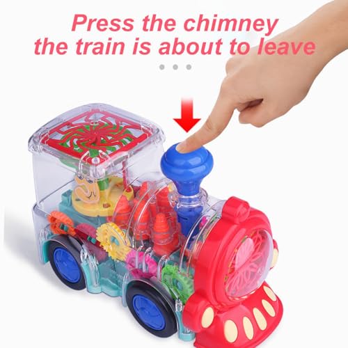 Image of Mashes Concept Gear Transparent Train Toy for Kids with Lights & Music | Moving Gears Educational STEM Toy | Battery Operated Learning Train for Boys & Girls