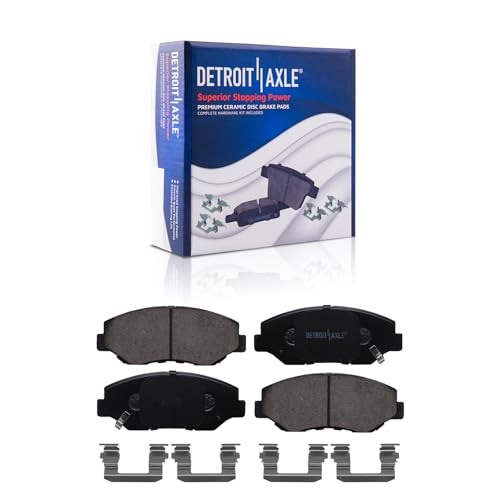 Image of Detroit Axle - Brake Pads for 2003-2008 Honda Pilot Front and Rear Ceramic Brake Pads with Hardware Kit 2004 2005 2006 2007 Replacement