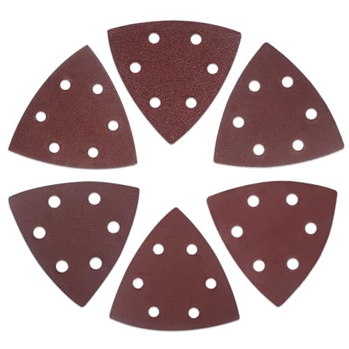 Aoyfuwell 90 Stück Schleifpapiere schleifpapier dreieckschleifer(93x93x93mm) Klettschleifpapier gemischte Körnung 40/80/120/180/240/320 Wird zum Schleifen und Polieren verwendet.